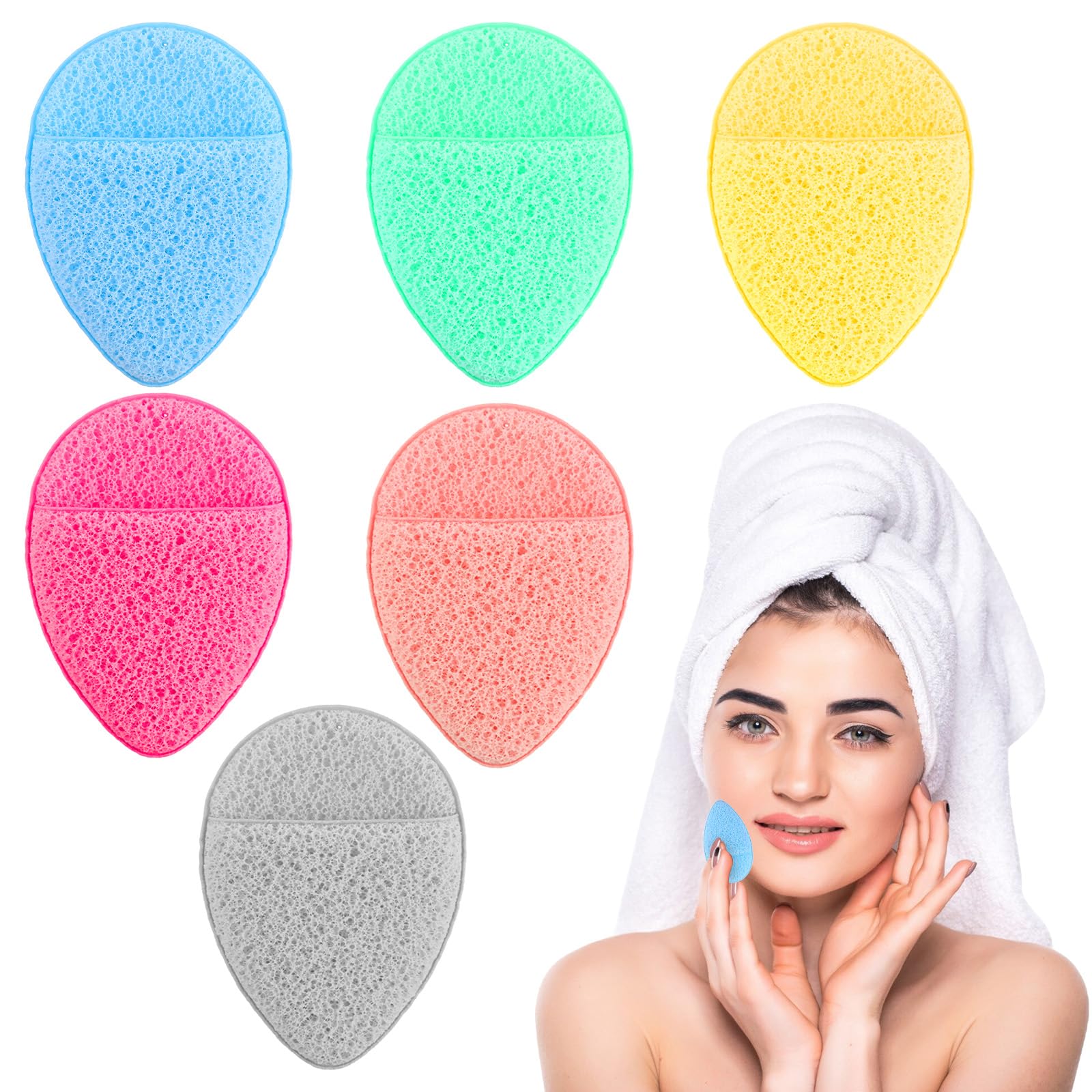 MAYCREATE® 6pcs Face Sponges for Cleansing, Reusable Puff Facial Sponges for Face Wash Face Scrubber Exfoliating Pads Sponge with Finger Cot MAYCREATE® 6pcs Face Sponges for Cleansing, Reusable Puff Facial Sponges for Face Wash Face Scrubber Exfoliating Pads Sponge with Finger Cot